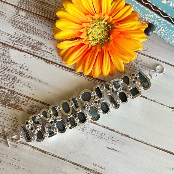 Uniquely Chic Boutique 1 | Jewelry | Abalone Shell Bracelet  Abalone Shell Bracelet Kyantie Handmade Gemstone Crystal 925 Silver Large Adjust